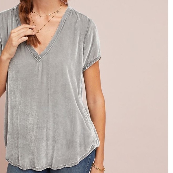 CLOTH & STONE Anthropologie Velvet Tee - Picture 1 of 11